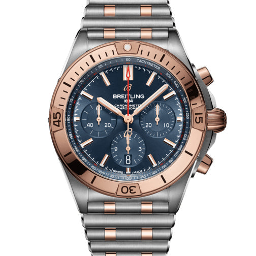 Breitling Chronomat B01 Chronograph 42 Steel & 18K Red Gold with Blue Dial