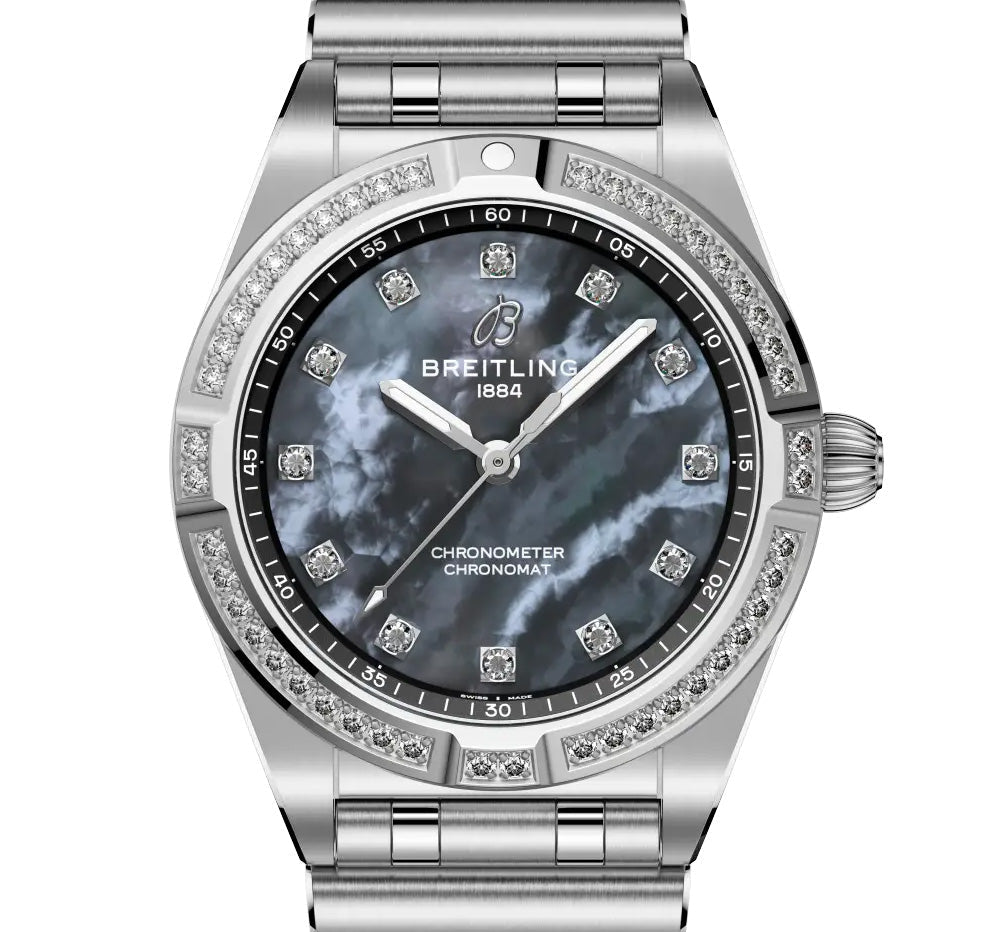 Breitling Chronomat 28 Watch with Black Mother of Pearl Dial
