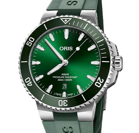 Oris Aquis Date Watch with Green Rubber Strap, 43.50mm