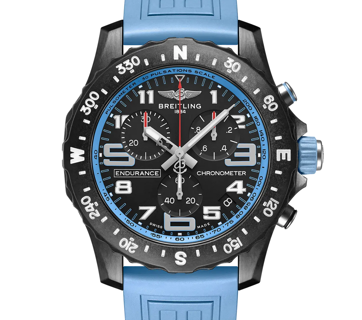Breitling Professional Endurance Pro 44 Watch with Light Blue Rubber Strap
