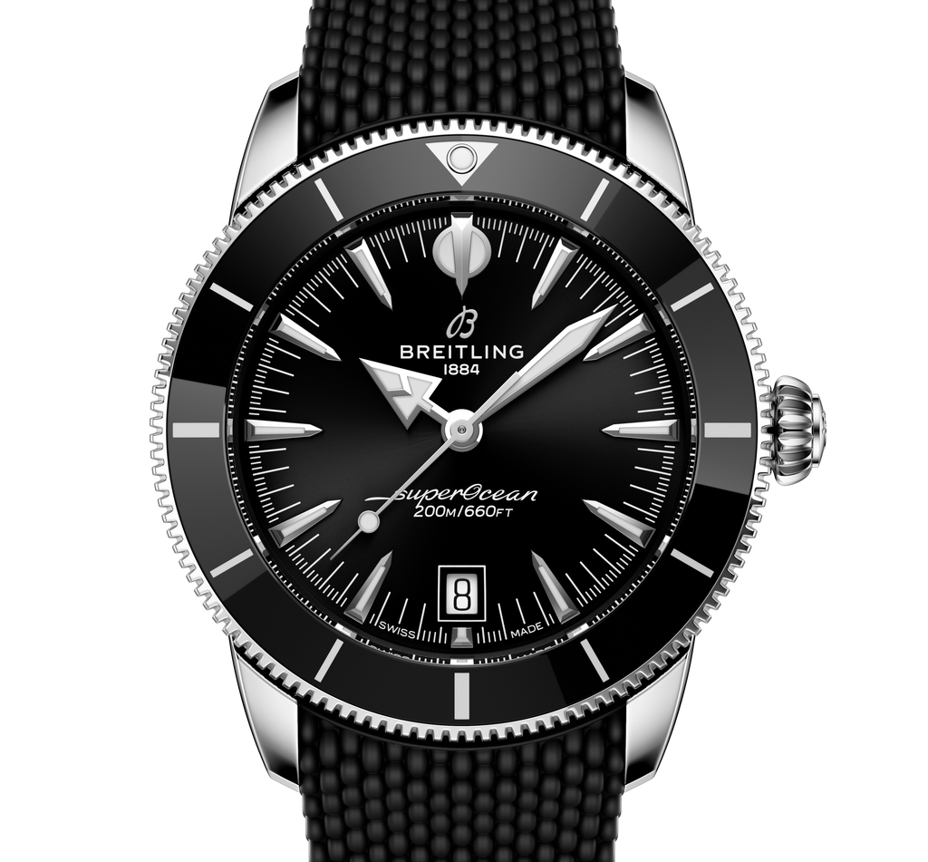 Breitling Superocean Heritage B31 Automatic 42 Watch with Black Mesh Rubber Strap
