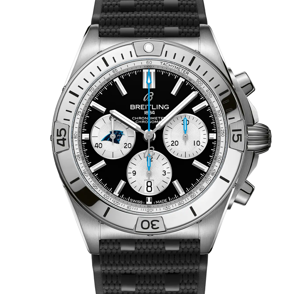 Breitling Chronomat B01 42 NFL Carolina Panthers Edition with Rubber Strap